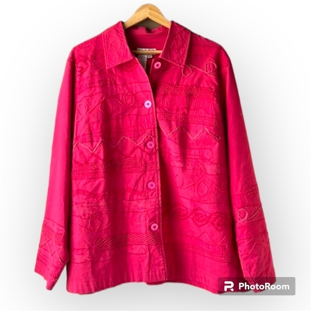 COLDWATER CREEK Vintage Pink Embroidered ladies Oversized Shacket Size 1X